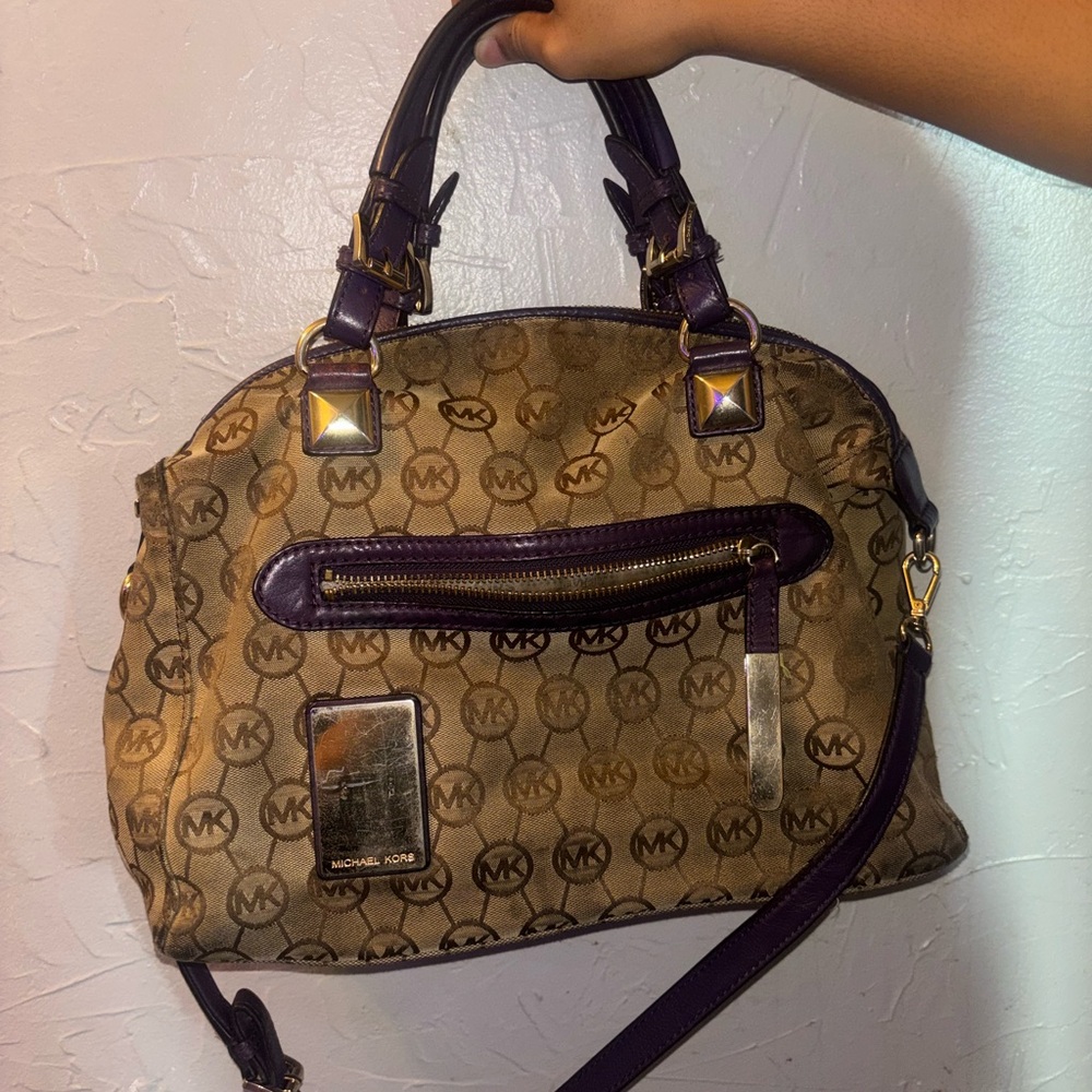 Michael Kors Tan and Purple Purse